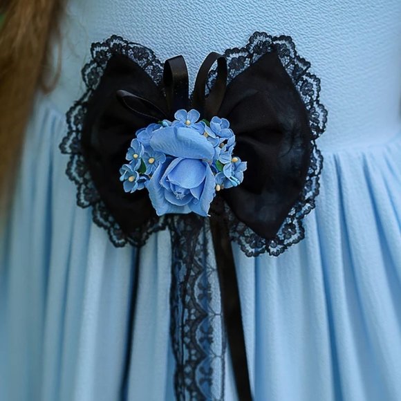 NWT Dollcake Thousand Words Frill Dress Frock Maxi Blue Flower Girl Party sz 6 - Picture 4 of 5